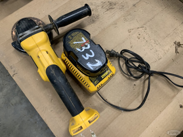 Dewalt cordless angle grinder with battery, charger and hoof trimming wheel